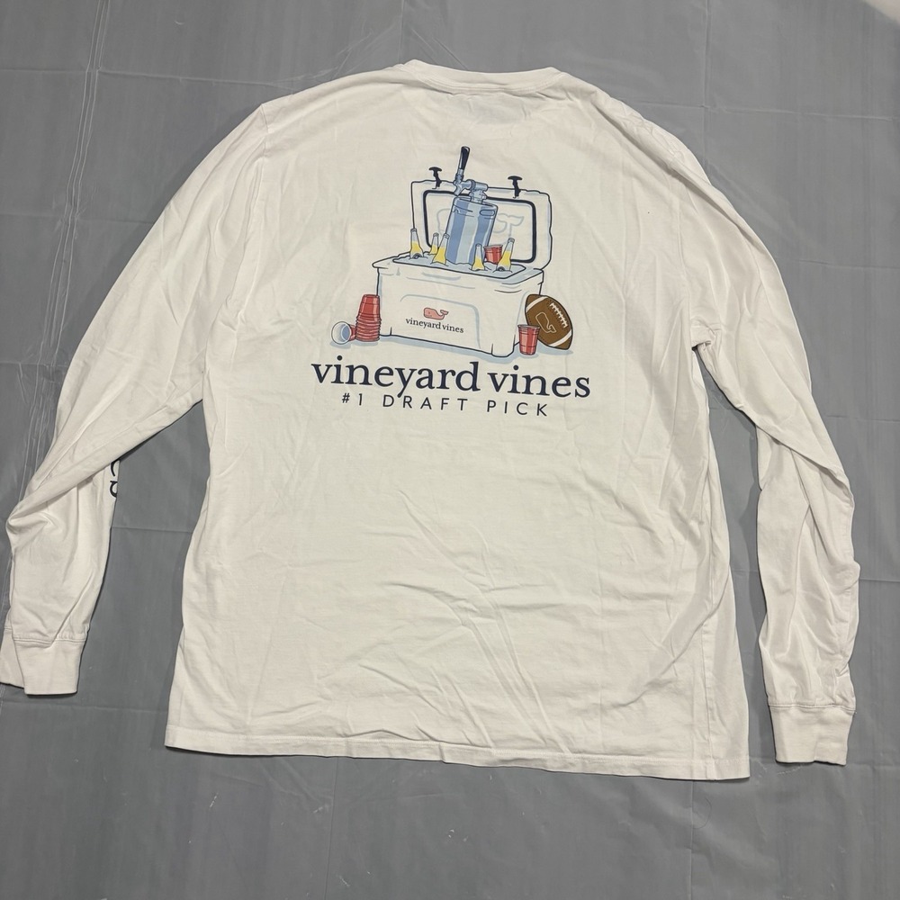 Vineyard Vines Men's Long Sleeve T Shirt With Pocket #1 Draft Pick - Picture 7 of 8